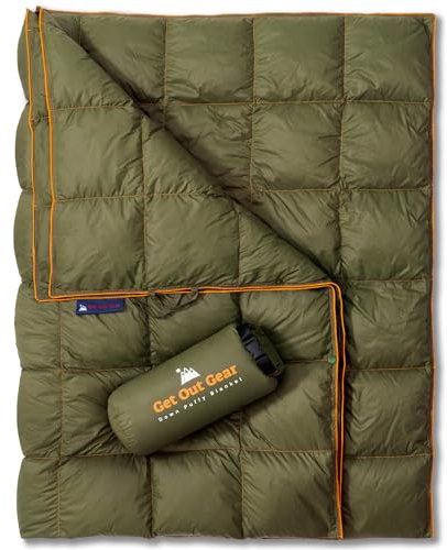 Get Out Gear Down Camping Blanket - Outdoor Lightweight Packable 650 Fill Power Down Blanket Compact Waterproof and Warm Backpacking Quilt for Camping Hiking Travel Hammock