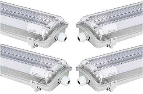 4x G13 LED Feuchtraumleuchte 2x T8 LED, 36W 3600LM 120cm, IP65 LED Feuchtraumwanneneuchte, LED Wannenleuchte Leuchtstofflampe, Neutralweiss CRI80 (4xNW)
