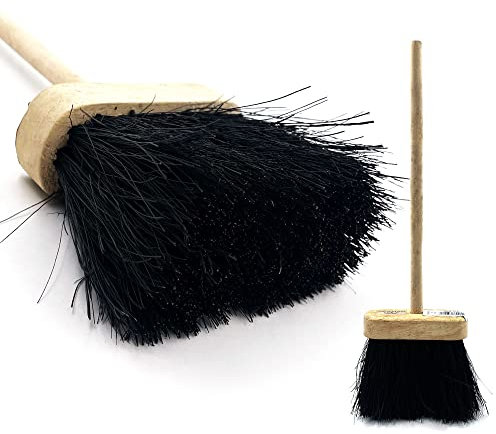 Cepillo de limpieza de madera para chimenea de 36 centímetros con mango y cerdas suaves y apretadas, compacto para el hogar