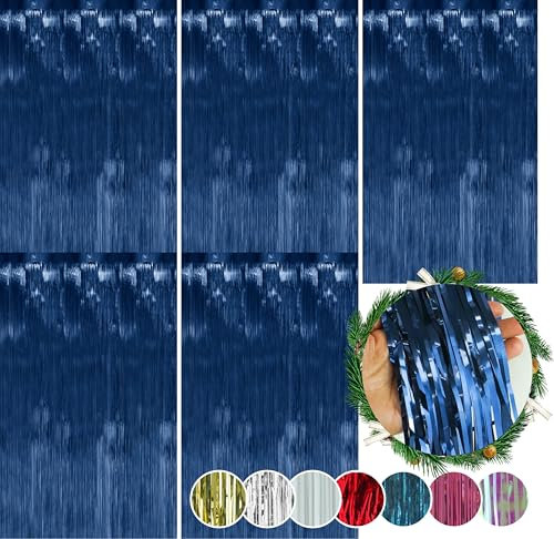 SRV Hub® Lametta natalizia da appendere, 5 pezzi, blu navy, decorazione natalizia da parete o soffitto, decorazione per feste, dimensioni 50 cm (lametta blu scuro)