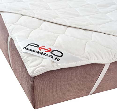 PHD Primera Matratzenschoner Natural mit Bezug aus 100% Baumwolle 140x200 cm - 40°C waschbar - Matratzenauflage und Matratzenschutz für Matratze, Boxspringbett u. Topper für 140 x 200