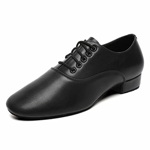Balsal dansskor för män, svart lädersula, tango Salsa, latinskt karaktär sko, svart, 40 EU