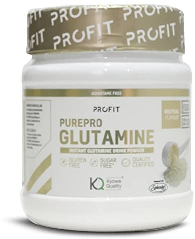 PROFIT - L-Glutamina en polvo - Calidad Kyowa - Libre de gluten - Previene la aparición de fatiga y promueve la recuperación de los tejidos musculares - Sabor Neutro - 500 gr = 100 serv.