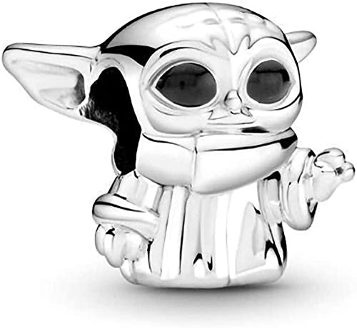 Breloque Star Wars Baby Yoda Grogu en argent sterling 925 compatible avec les breloques Pandora et beaucoup d'autres bracelets à breloques britanniques., Argent sterling