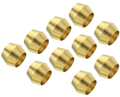 PATIKIL 5mm Tubo OD Latón Compresión Manguitos Férulas, 25 Paquete Latón Férula Montaje Latón Compresión Accesorios Surtido Kit para Aire Agua Gas Tubería