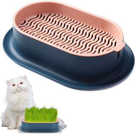 Bukezudang Croissance pour Herbe à Chat, Planteur d'Pour Chats d'Intérieur, Pot De Germination Hydroponique, Plateau à Graines, Bac à Plantes Hydroponique pour Chiens De Chat Et Animaux