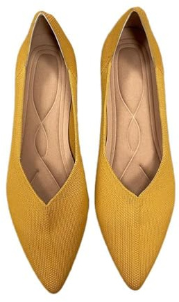 ticticlily Ballerines Femme Pointue Tricot Chaussure Confortable Slip on Plats A Jaune 38 EU