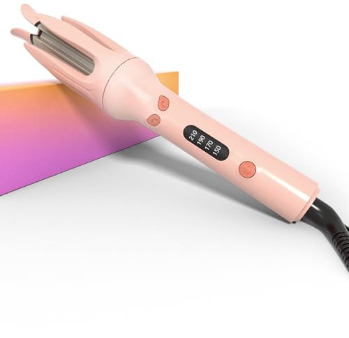 LOUIKAY Ferro Arricciacapelli Automatico, 4 Temperature, Antiscottatura, Cavo Anti-groviglio Rotante a 360° Arricciacapelli Automatico si Risparmia Tempo e Fatica, Rosa