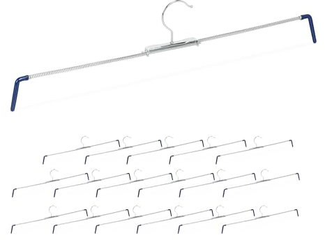 Relaxdays Hosenspannbügel, 18er Set, rutschhemmend, Hosen & Röcke, Spiral Hosenspanner, Breite 30-51,5 cm, silber/blau
