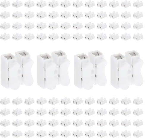 Smgda 100pcs Spring Wire Connectors, 10A 250V 2 Pin Push-in CH2 Spring Clamp Terminal, Quick Splice Terminal Blocks for Wire Connection Lighting Electrical and Automotive Wiring