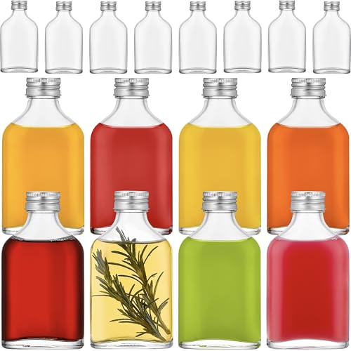 Danmu Art 200ml Small Glass bottles with lids -Flask Bottles Reusable Empty Glass Bottles for Gin, Home brews or Homemade Vinegar