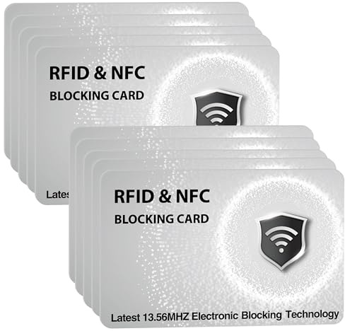 SaiTech IT 10 Pack RFID Blocking Card, Slim Protector for Entire Wallet, Purse, and Debit Credit Cards from NFC Contactless Theft for Men & Women - WG Silver