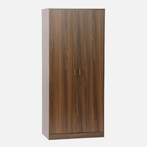 sweeek Armadio in Legno 1 Asta Appendiabiti, 2 Ante Noce - 80x48x180 cm