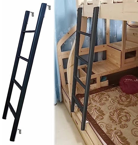 Escalera de litera negra resistente para cama individual, escalera de escalada resistente para dormitorios, cabañas y caravanas, perfecta para el hogar y viajes, diseño que ahorra espacio