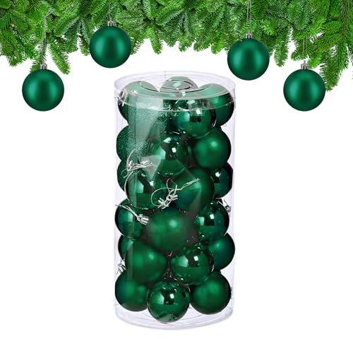 Relaxdays Palline di Natale, Set da 30 Palle Albero, Addobbi Natalizi, Sfere D: 6 cm, in Plastica Infrangibile, Verde