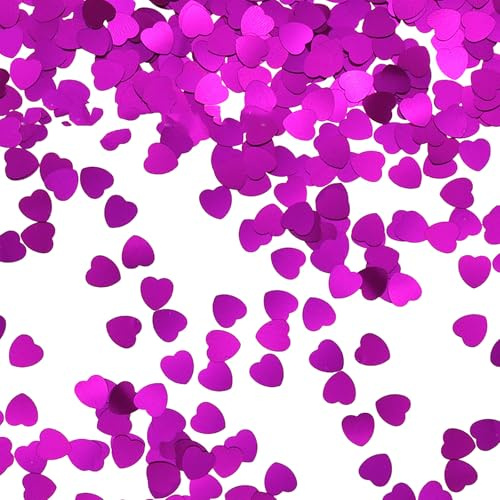 30g Hot Pink Heart Confetti, Valentines Decorations Table Confetti, Romantic Decorations Heart Scatter Sequins Valentines Day Wedding Anniversary Birthday Party Photo Props (10mm)