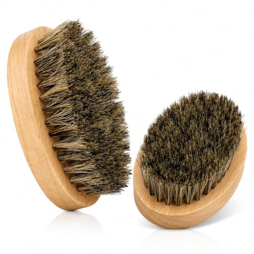 2PCS Cepillo para Barba Peine Barba con Cerdas de Jabalí Peine y Cepillo para B-arba para Hombre C-epillo Barba para Cuidado Diario y Viajes Para B-arba y Bigote Corto o Largo Estilizado y Suave