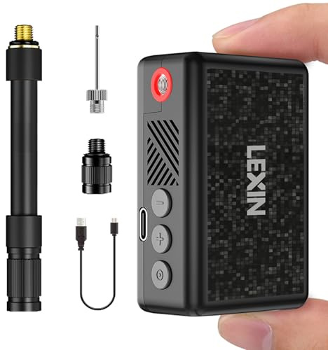 LEXIN P2 Mini Electric Bike Pump with Gauge, 130PSI Portable Bicycle Pump with Presta & Schrader Valve, 800mAh Air Pump for Bike Tires, Auto Shut-Off, Fast Inflation for Road Bike, MTB, E-Bikes