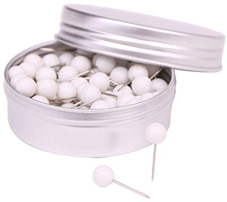 Tupalizy 100PCS 1/4 Inch Small Round Head Map Tacks Pins for Home Office Bulletin Cork Board Use and DIY Craft Project (White)