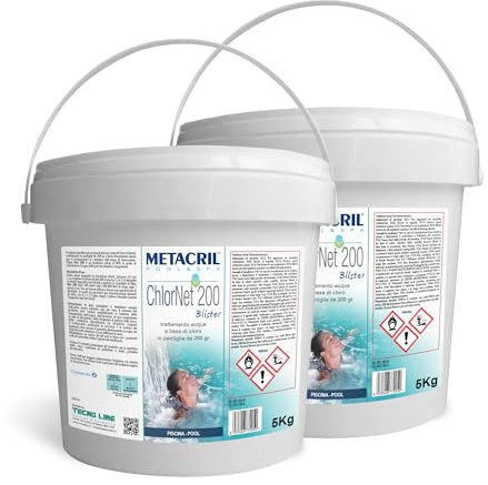 Metacril Chlor Net 200, Cloro en Tabletas Blister 200 gr - 10 KG (5+5)