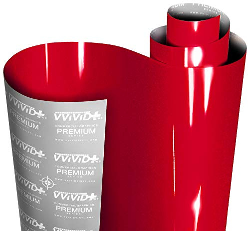 VViViD+ Ultra Gloss Metallic Candy Red Vinyl Car Wrap Premium Paint Replacement Film Roll with Nano Air Release Technology (1ft x 5ft)