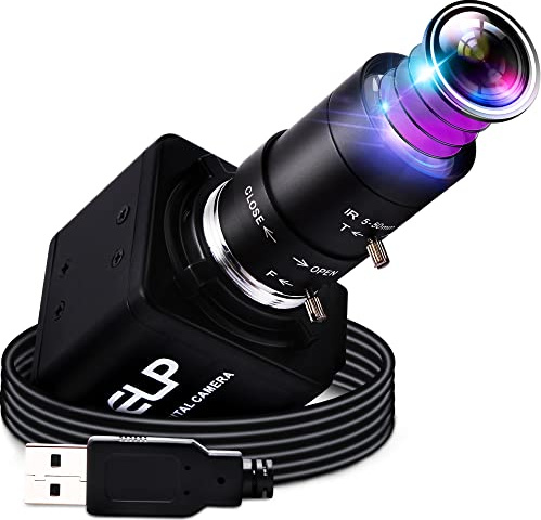 Cámara web USB 4K Ultra HD Varifocal FHD 2.8-12 mm, mini cámara web USB 3840 x 2160 @ 30 fps USB con cámara IMX317, zoom USB UVC para conferencias, controlador gratuito para Mac/Window/Linux/Raspberry