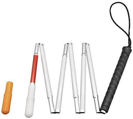 155cm Aluminio Bastón Blanco para Ciegos y Baja Vision Plegable 7 Secciones con 2 Punta