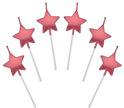 Candeline Compleanno a Forma Stella,6 Pcs Particolari Candele di Compleanno a Forma Stellare per Decorazione della Torta di Feste di Compleanno e Matrimonio,Rosso