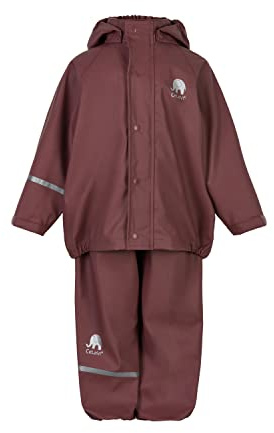 CeLaVi Conjunto de Lluvia 100% Impermeable para Niños – Chaqueta y Pantalón de Lluvia de PU, Ropa de Lluvia para Exterior Cortavientos para Niños y Niñas