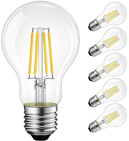 FEILEMAN Glühbirne E27 LED Warmweiss Filament Birne 2700K 4W 440lm Ersatz for 40W Halogenlampe, Nicht dimmbar E27 A60 Vintage Classic Edison LED Lampe Birne, 6 Stück