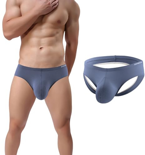 ZONBAILON Mens Bulge Enhancing Jockstrap Briefs Athletic Supporter Big Ball Pouch Backless Underwear Grey 3XL