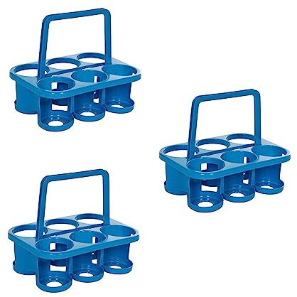 Novaliv 3 soportes para botellas para 18 botellas, agarre estable, cesta de plástico, apilable, 32 x 23 x 28 cm, color azul, ideal para cocina y sótano, portabebidas, caja para botellas