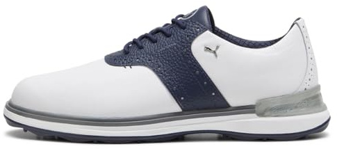 Puma Men Avant Golf Shoe, Puma White-Deep Navy-Speed Blue, 40.5 EU