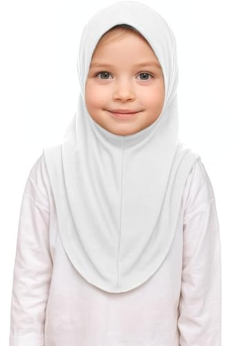 Girls Plain Islamic Hijab, Kids Instant Headscarf Readymade Pull On Scarf, No Pins Needed, Lightweight Soft & Durable, Ideal For Any Occassion School, Nursery, Sports, Prayer Hijab