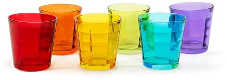 Excelsa Dubai - Juego de 6 vasos multicolor, vidrio soplado, capacidad 245 ml, diámetro 8 cm.