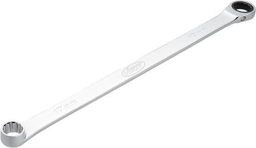 VIGOR HAZET Chiave ad anello a cricchetto V7031-17, extra lunga, 17 mm AF, 375 mm di lunghezza, 72 denti, cromata e lucidata, per una maggiore trasmissione di potenza, design sottile