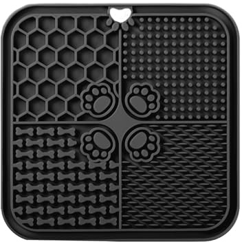 Licky Mats for Dogs and Cats, Slow Feeding Lick Mats with Suction Cup, Boredom and Anxiety Reducer for Pets (1Pack Black, 20x20 CM)