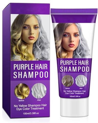 Shampoing Violet Neutralisant pour Cheveux Blonds, Shampoing Blond Platine Shampoing Neutralisant le Jaune, Hydration Shampoing Violet, Soin Cheveux Blond, Décolorés, Méchés, Gris