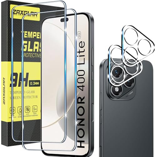 ZAXGLAR Protector Pantalla para Honor 400 Lite 5G Cristal templado,2 x Protectores de Pantalla + 2 x Protectores de Lente de Cámara,Sin burbujas y duradero