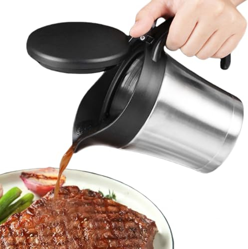 Stainless Steel Thermal Gravy Boat, 750ml 304 Stainless Steel Sauce Boat, Thermo Gravy Boat With Lid And Handle, Insulated Double Sauce Pitcher For Serving Sauces, Cream, Sauce