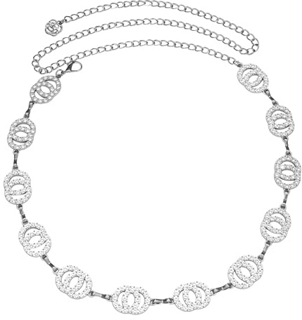 ARYIMYDP 1 Pezzo Catena in Vita Donna Argento, Cintura Gioiello Donna con Pietre Brillanti,per Abito da Sera, Cintura Elegante per Festa Matrimonio Occasioni Festive