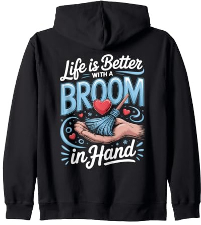 Life Is Better With a Broom in Hand Curling Player Zip Hoodie