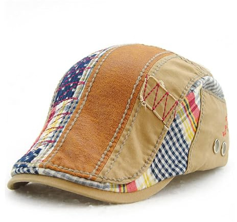 M MOACC Men Beret Hat Cotton Adjustable Newsboy Hats Cabbie Gatsby Cap,Beige #8597