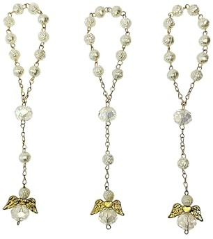 30 pc Ivory Color Baptism Favors with Angels/Mini Rosaries Gold Plated/Recuerdos de Bautizo/Communion Favors/Decades Finger Rosaries