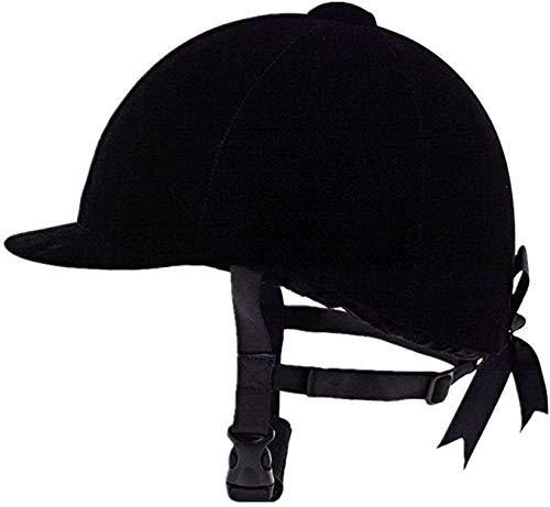TentHome - Cascos de equitación transpirables, color negro, sombrero ecuestro cómodo, gorros de equitación de terciopelo, unisex, 62 cm
