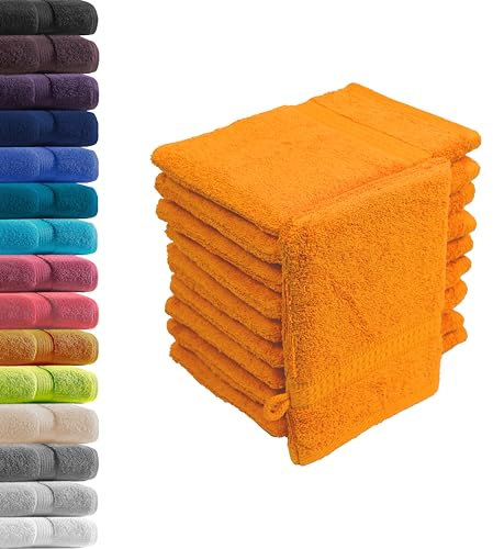 10er Set Waschhandschuhe Waschlappen Terra 16x21 cm | 100% Baumwolle Frottier | Oeko-TEX® Standard 100 | Premium Qualität 500 g/m²