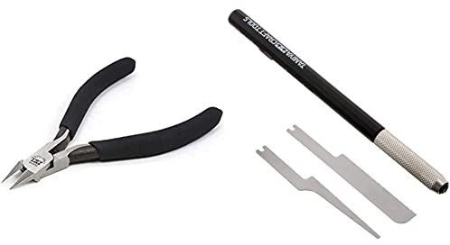 TAMIYA FBA_74123-000 300074123 Seitenschneider Fein/Spitz Kunststoff, hochwertiges Modellbau Werkzeug, präzises Ausschneiden von kleinen Kunststoffteilen, 74123 & 300074111 - Handsäge mit Griff