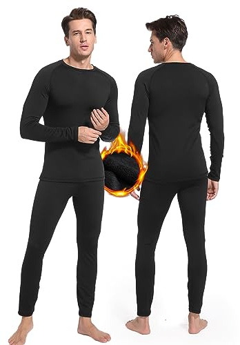 Homord sous Vetement Thermique Homme, Ensemble de sous-Vêtement Ski Grand Froid - Homme à Manches Longues Couche de Base Haut et Pantalon Chaud sous Vetement Hiver pour Ski Moto Sport