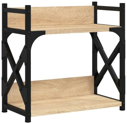 vidaXL Support d'Imprimante à 2 Niveaux, Étagère d’Imprimante avec Pieds, Meuble pour Scanner avec Rangement Bureau, Chêne Sonoma Bois d'Ingénierie