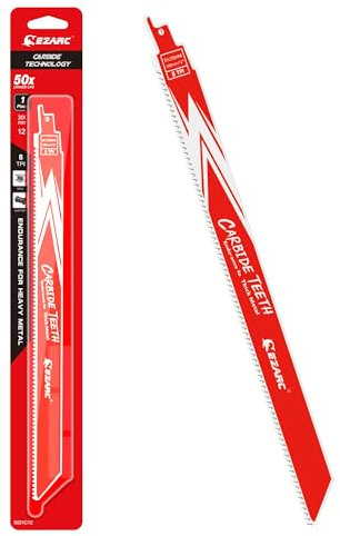 EZARC Säbelsägeblätter Sägeblatt aus Hartmetall Karbid zum schnellen und präzisen Schneiden für dickes Metall, Gusseisen, legierter Stahl 300mm, 8 TPI, 1tlg, R1278HM